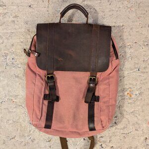Pink Canvas and Leather Laptop Backpack